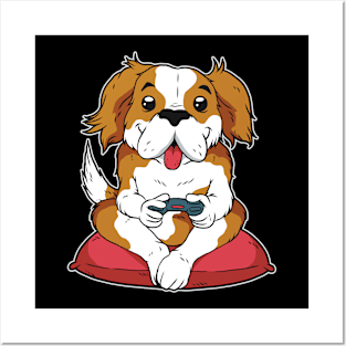 Cute Cavalier King Charles Spaniel Gaming Posters and Art